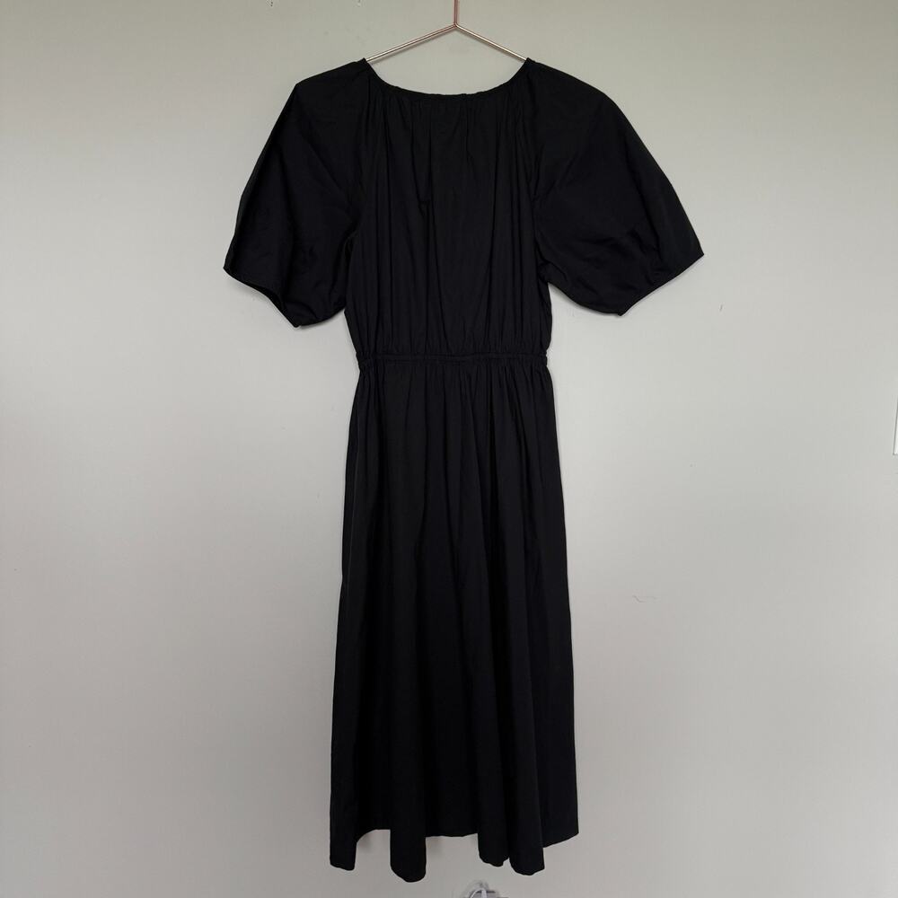 Gap Women Midi Dress XS Black Puff Sleeve Keyhole Citycore Minimalist Preppy NEW - Picture 7 of 7